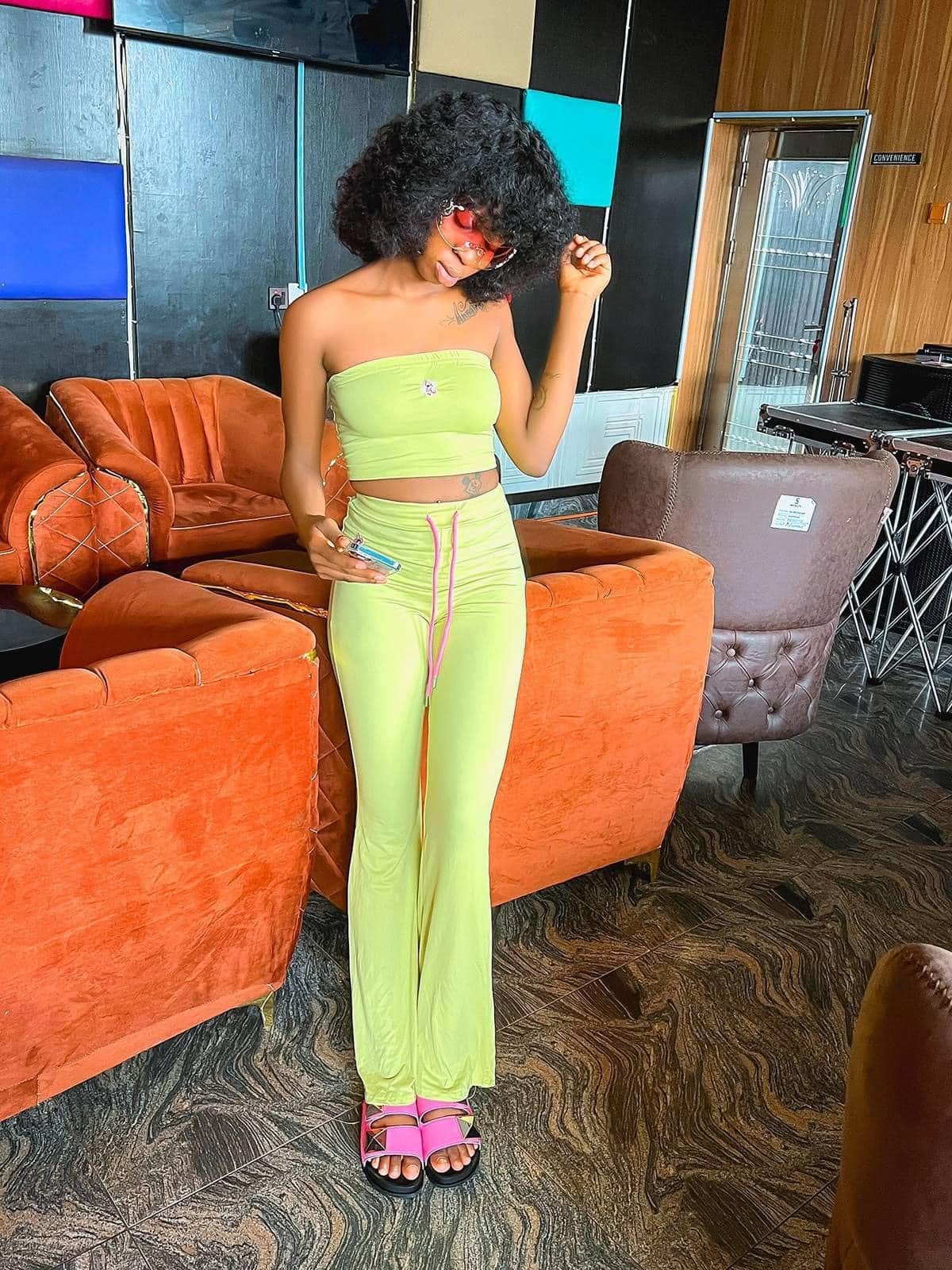 Fashion Summer Suit Embroidery Tube Top And High Waist Drawstring Bell-bottomed Pants Two-piece Set Womens Clothing